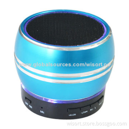 Promotional Good Sound Wireless Bluetooth Speaker with LED Light, 350mAh Battery Capacity